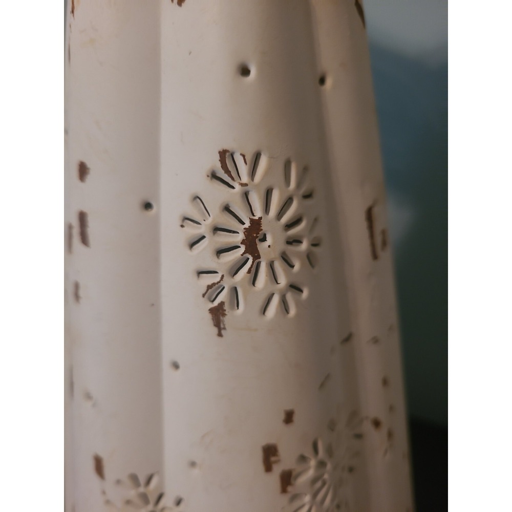 Vintage white tin /metal angel‎ with Snowflake 14" - Picture 9 of 13